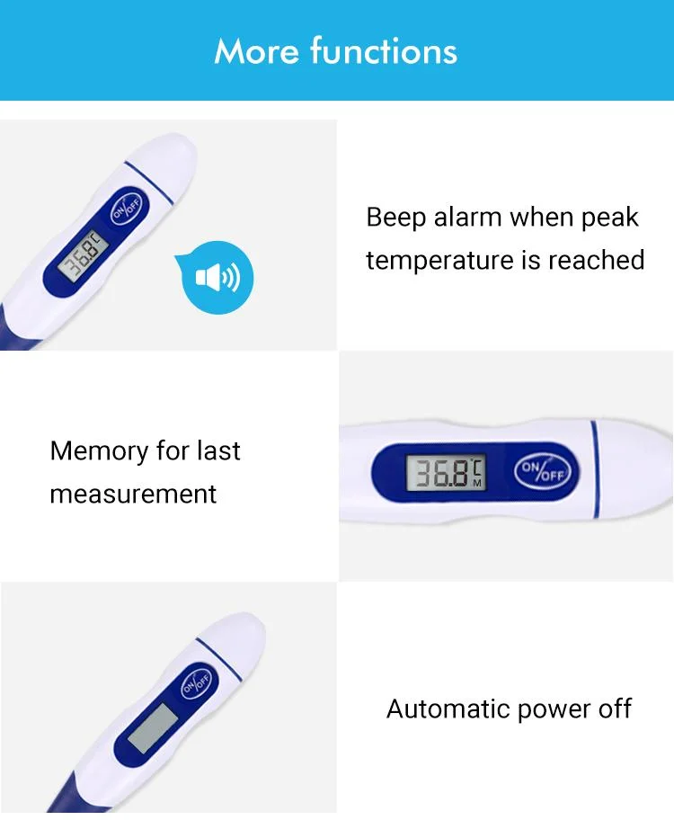 Home Hospital Use Rigid Flexible Soft Hard Tip Waterproof LCD Medical Digital Probe Electronic Clinical Digital Thermometer for Baby and Adult with CE FDA