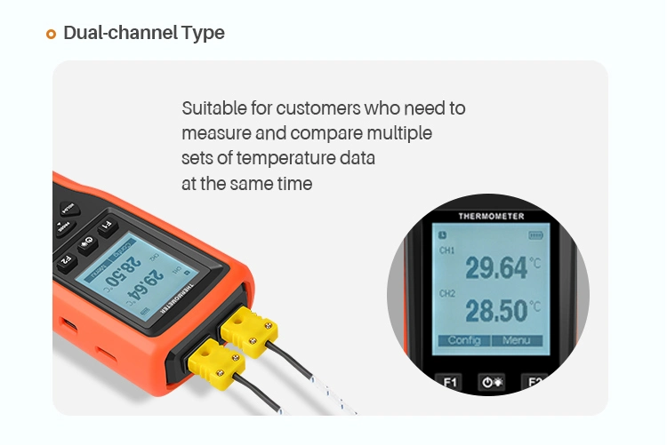 Yet-620L Digital LCD K-Type Probe Double Channels High Accuracy Temp Measuring Thermocouple Thermometer