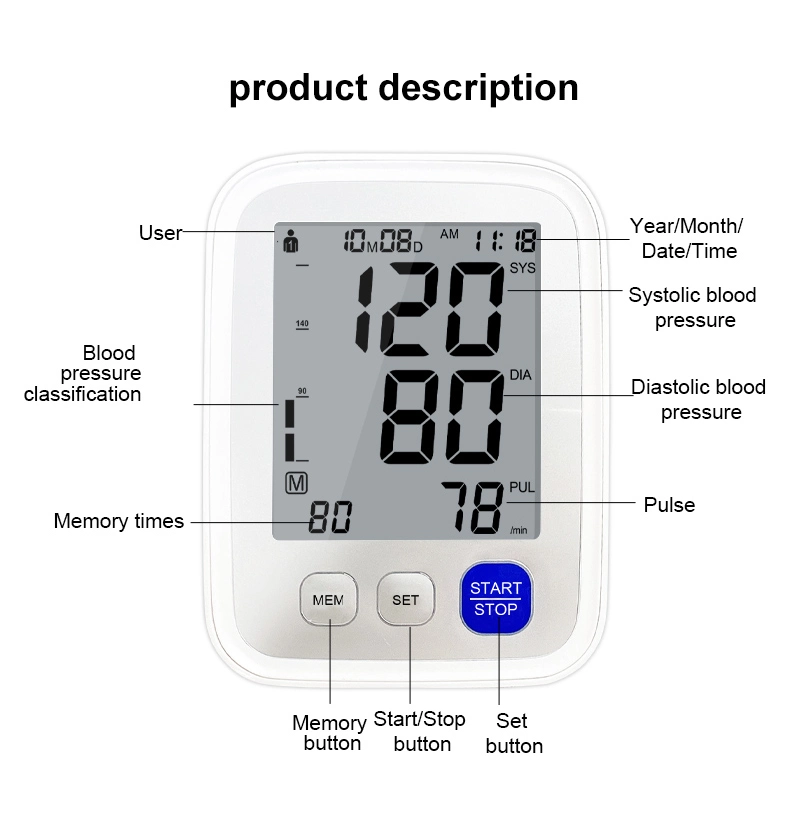 Factory Price OEM Medical Tensiometro Upper Arm Digital Blood Pressure Monitor CE ISO Approved Bp Machine