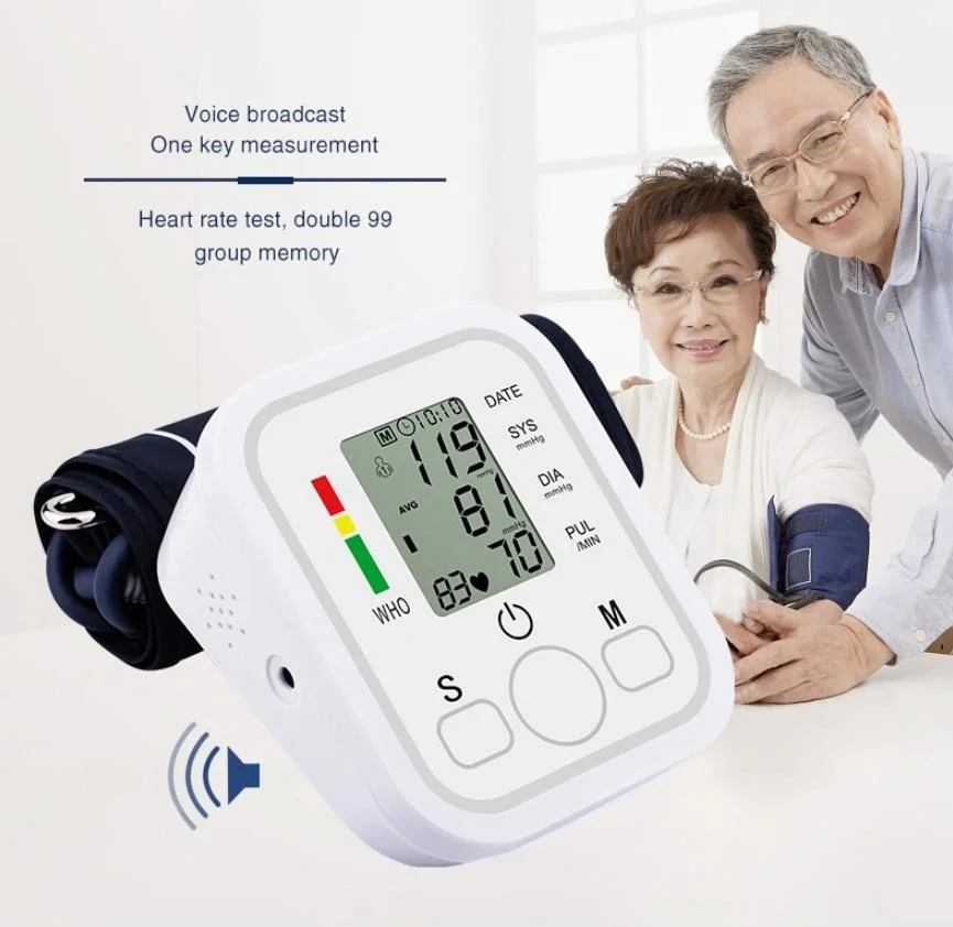 Popular CE Wholesale Medical Machine Digital Automatic Electronic Upper Arm Blood Pressure Meter Monitor Sphygmomanometer with Voice Cuff OEM