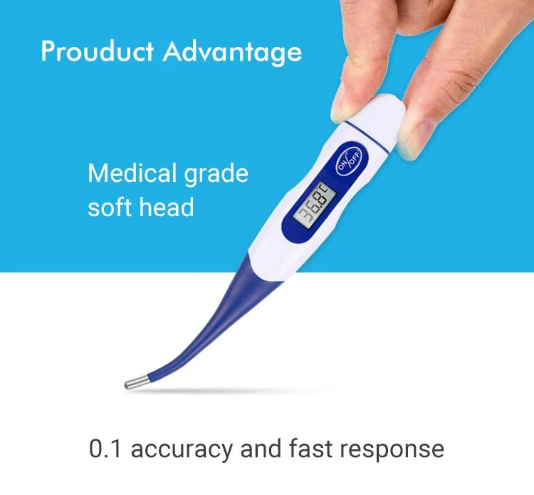 Home Hospital Use Rigid Flexible Soft Hard Tip Waterproof LCD Medical Digital Probe Electronic Clinical Digital Thermometer for Baby and Adult with CE FDA