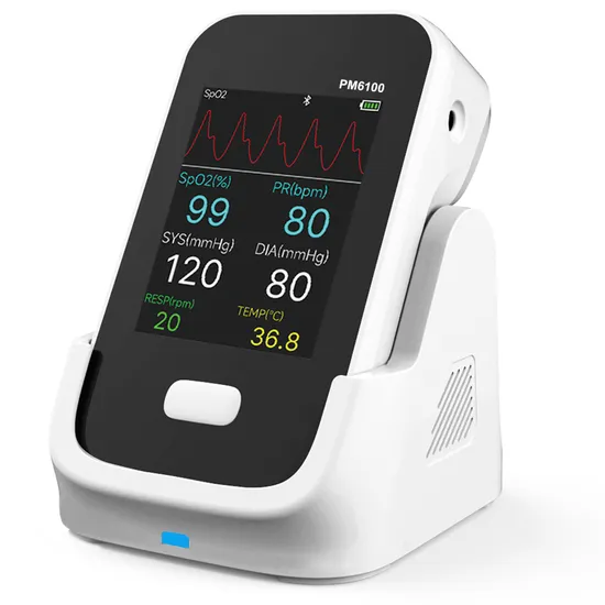 Berry Pm6100A Multi Parameter Cheap Patient Monitor Blood Pressure Sp02 Pr Pulse Rate Portable Ios Android with Desk Charging Stand